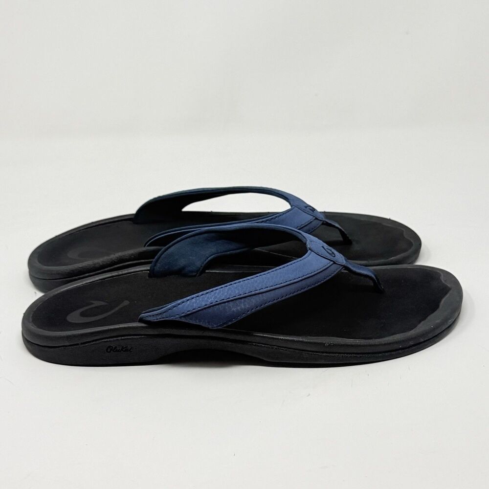 OluKai Ohana Sandals Womens 11 Blue Thong Flip Flop Slip On Beach Casual Shoes